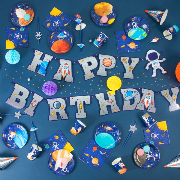 Girlang - Happy Birthday - Space Cosmos - 220 cm