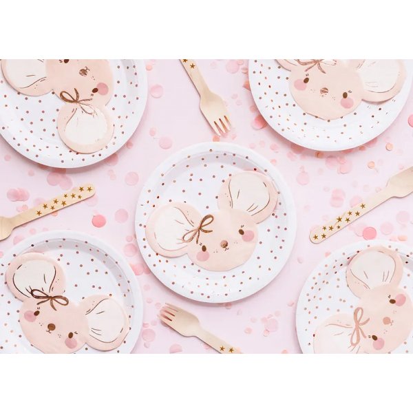 Servetter - Rosa mus med rosett - 20-pack Servetter - Rosa mus med rosett - 20-pack