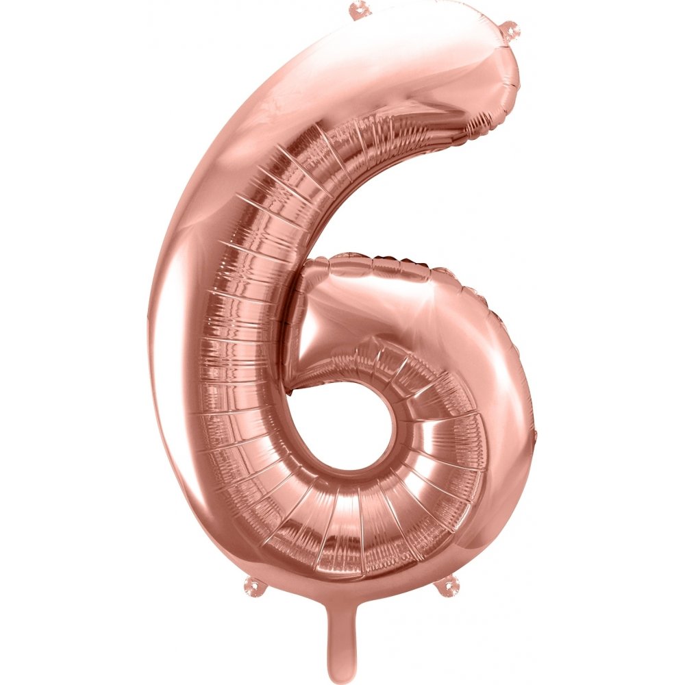 Sifferballong – Roséguld – 86 cm – Siffra: 6 – Sifferballonger, Ballonger