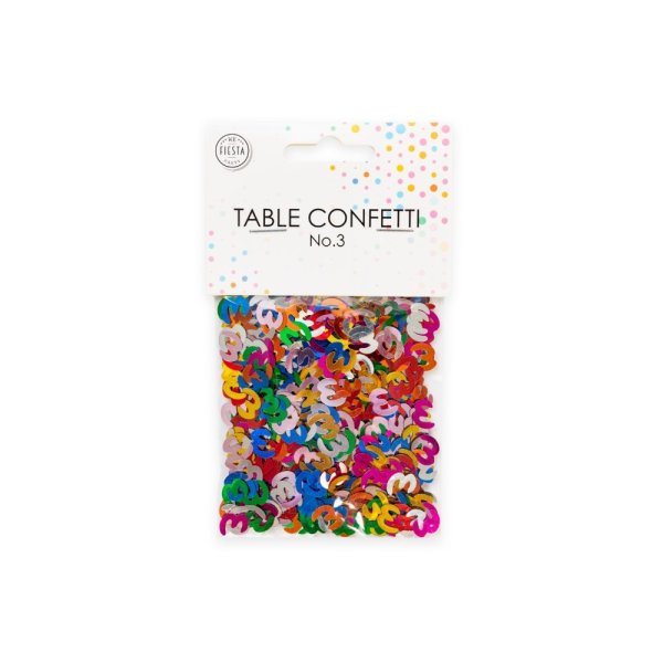 Bordskonfetti - Siffra 3 - Färgmix Metallic - 14 gram Bordskonfetti - Siffra 3 - Färgmix Metallic - 14 gram