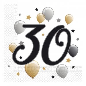 Servetter 30-�rsmotiv Ballonger - 20-pack