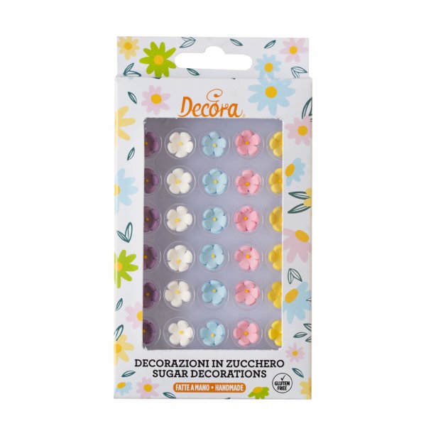 Sockerblommor - Bladade färger - 1 cm - 30 st Sockerblommor - Bladade färger - 1 cm - 30 st