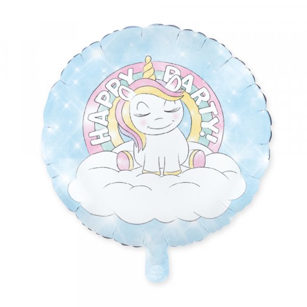 Folieballong - Rund - Happy Party Unicorn - 46 cm