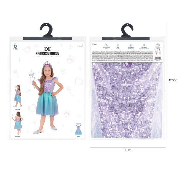 Maskeraddräkt - Prinsessa - Blå/Lila - Strl S Maskeraddräkt - Prinsessa - Blå/Lila - Strl S