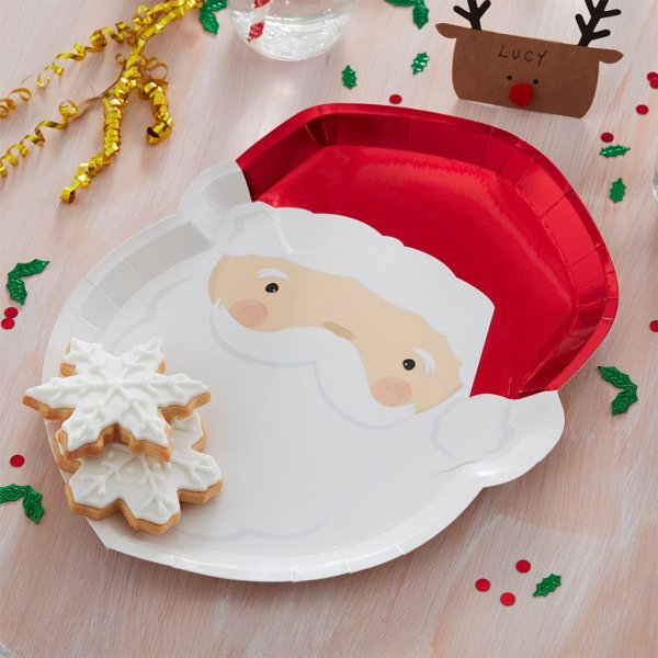Papptallrikar - Tomte - Silly Santa - 8-pack