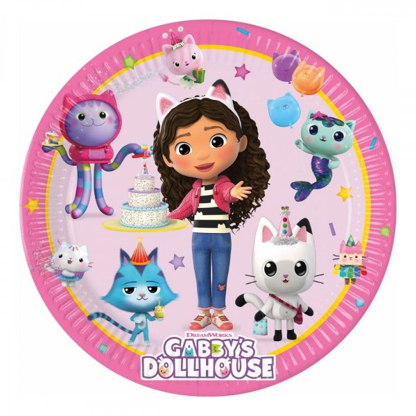 Papptallrikar - Gabbys Docksk�p - Rosa - 23 cm - 8-pack