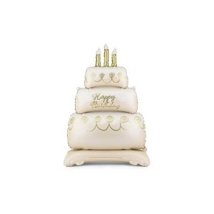 Folieballong - T�rta - Beige/guld