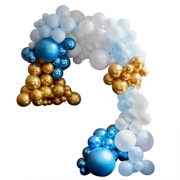 Ballongbåge - Lyx - Blå/Vit/Guldchrome Ballongbåge - Lyx - Blå/Vit/Guldchrome