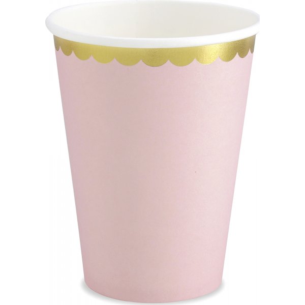 Pappmuggar - Rosa - Guldkant - 6-pack