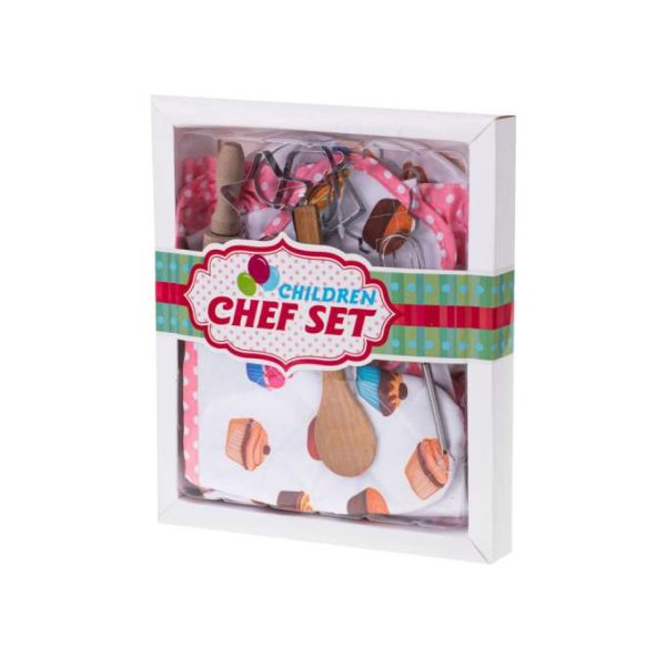 Kockset f�r barn med f�rkl�de, kockm�ssa och tillbeh�r
