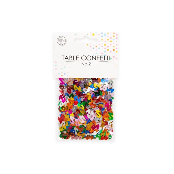 Bordskonfetti - Siffra 2 - F�rgmix Metallic - 14g