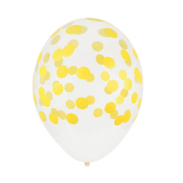 Ballonger - Printed Confetti - Gul - 5-pack Ballonger - Printed Confetti - Gul - 5-pack