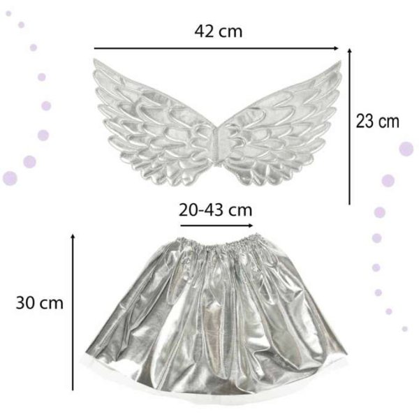 Enh�rningsdr�kt barn kjol diadem vingar Silver