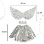 Enh�rningsdr�kt barn kjol diadem vingar Silver