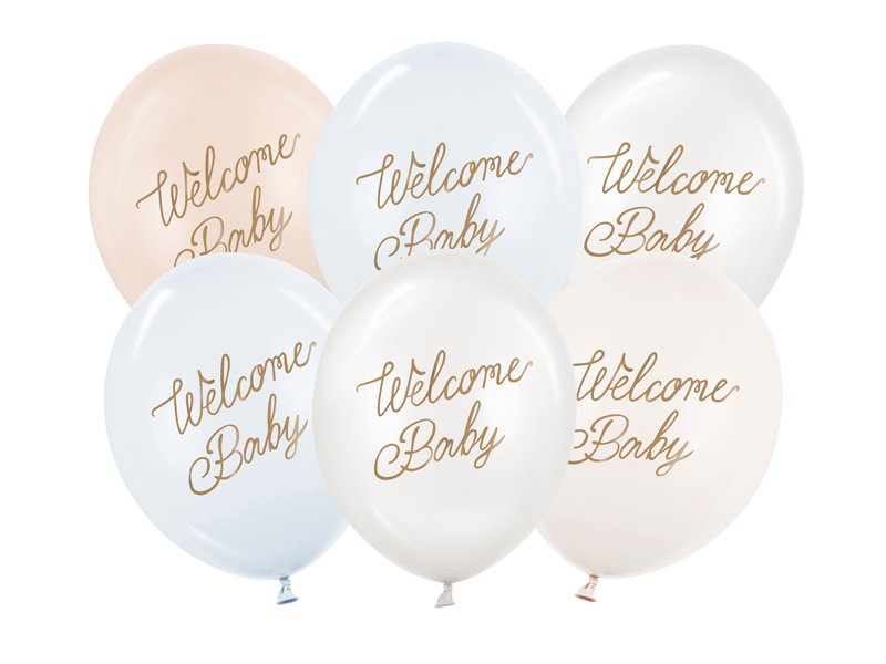Ballonger Welcome Baby - Blå mix - 30 cm - Baby Shower-ballonger, Baby Shower