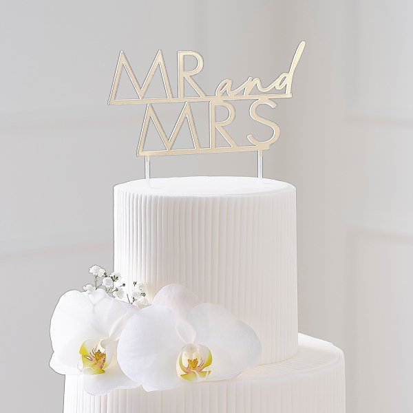 Cake Topper - Gold - Mr & Mrs - Akryl Cake Topper - Gold - Mr & Mrs - Akryl