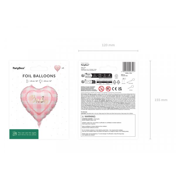 Folieballong hj�rta \\\"Baby\\\" - Ljusrosa