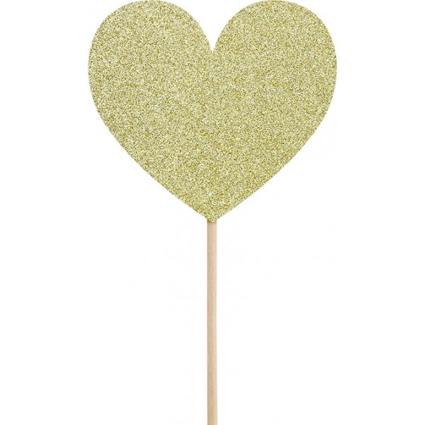 Cake picks - Sweet love - Guldglitter - 6-pack