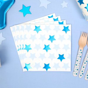 Servetter - Stars - Bl� - 16-pack
