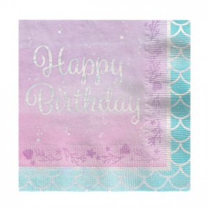 Servertter - Happy Birthday - Mermaid shine - 16-pack