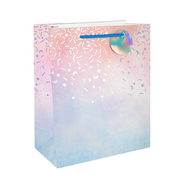 Presentp�sar/Goodie bags- Pastell Stars & Moon - Mellan, 26 x 32 cm - 12-pack