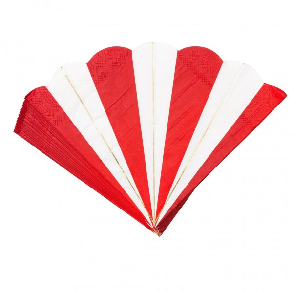 Servetter - Rd, Vit, Guld - 33x33 cm - 16-pack