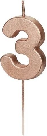 Sifferljus – Roséguld – 3 – Tårtljus, Tårtdekorationer till kalas