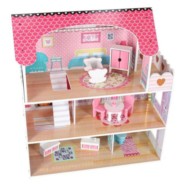 Docksk�p i tr� 70 cm Rosa med LED-belysning - Sj�lvmontering