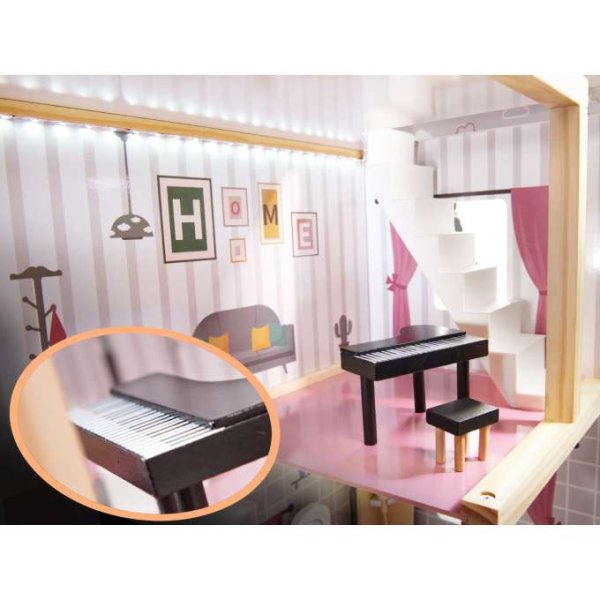 Docksk�p i MDF med LED-belysning 78 cm Vit inklusive 16 m�bler - Byggsats