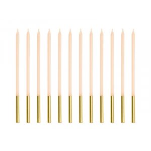 L�nga t�rtljus - Nude/Guld - 14 cm - 12 stycken