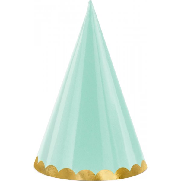 Partyhattar - Pastellmix med guldkant - 6-pack