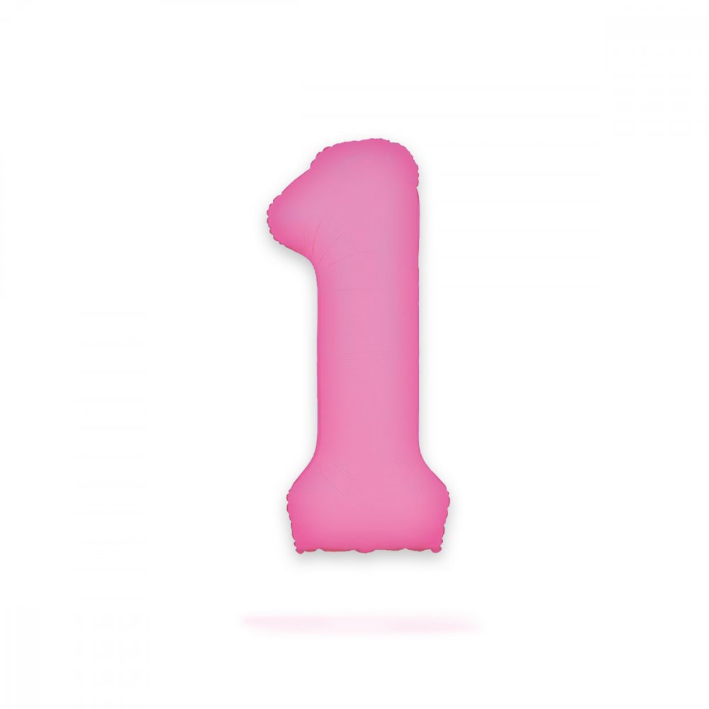 Ballongsiffra - Neon Rosa - 86 cm - Siffra: 1 - Sifferballonger, Ballonger