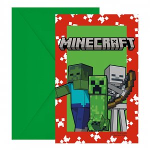 Inbjudningskort - Minecraft - 6-pack