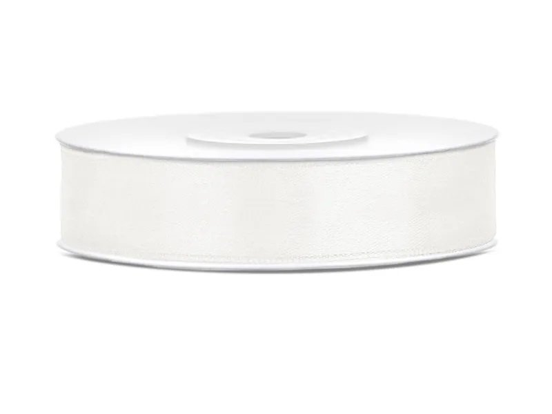 Satinband - 25 m - Ljust krämvitt - Bredd: 12 mm - Satinband, Band & Snören till bröllop
