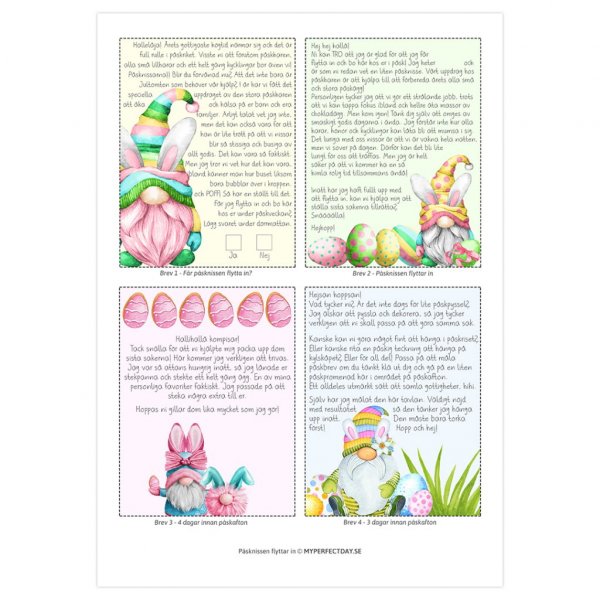 Färdiga nissebrev - Påsknissen flyttar in Färdiga nissebrev - Påsknissen flyttar in