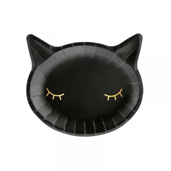 Papptallrikar - Black Cat - Pink Halloween - 6-pack