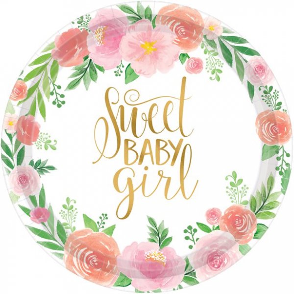 Papptallrikar - Floral Baby