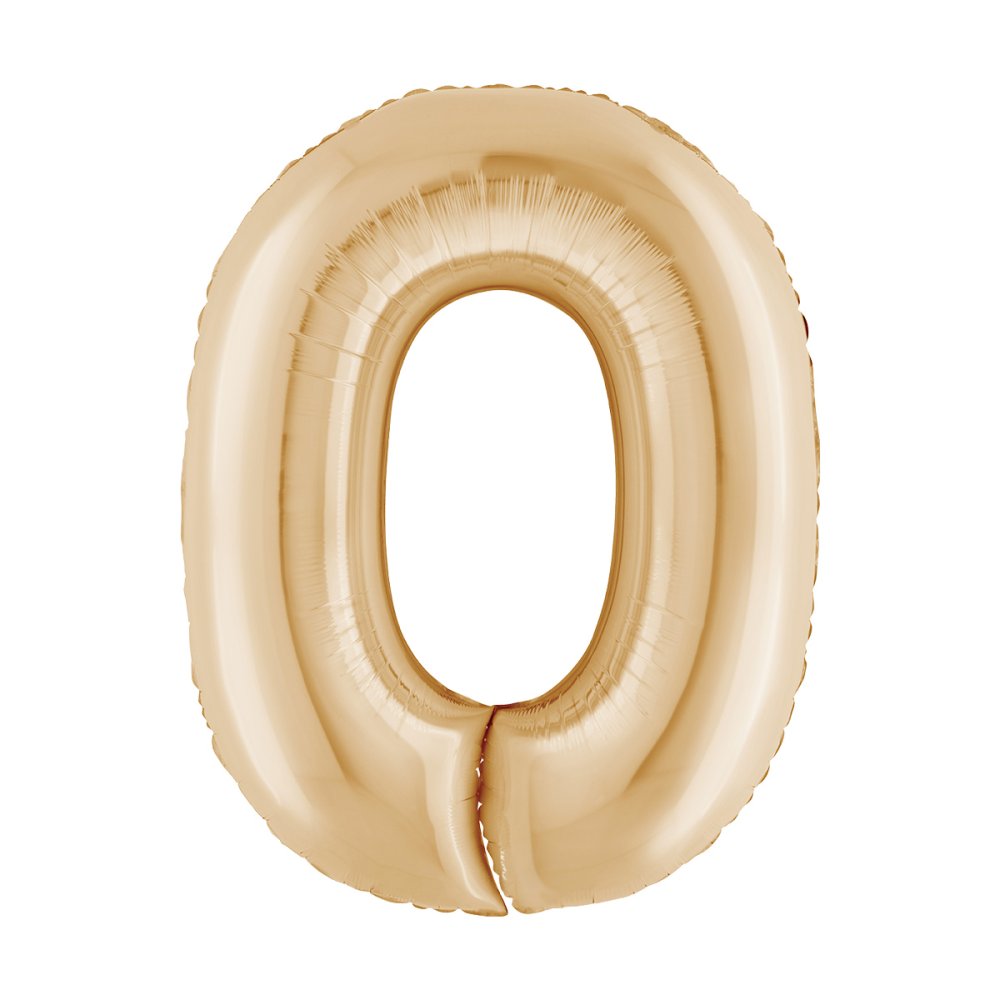 Ballongsiffra - White Gold - 100 cm - Siffra: 0 - Sifferballonger, Ballonger