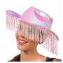 Rosa skimrande cowboyhatt med fransar