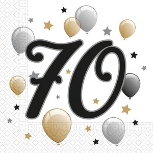 Servetter 70 år Gold & Black