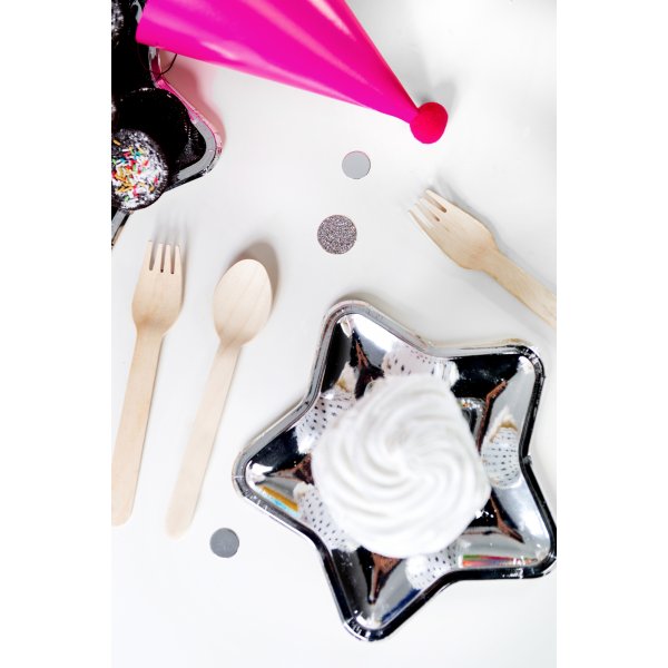 Sm tallrikar - Stjrna - Silver - 6-pack