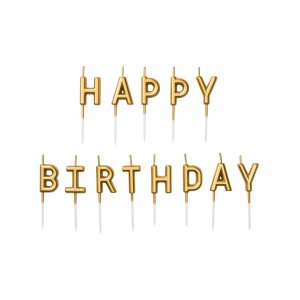 T�rtljus "HAPPY BIRTHDAY", guld