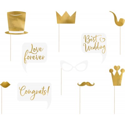 Photo Booth - Brllop - Guld - 10-pack
