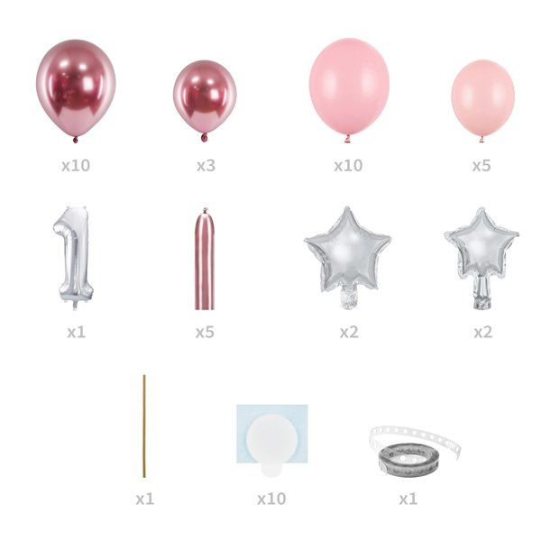 Ballongkit - 1 - Rosa/Silver