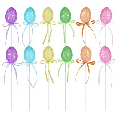 Picks - Easter Eggs - Pastell/Glitter - 12-pack