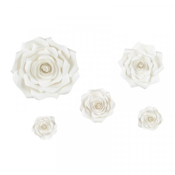Väggdekorationer - Blommor - Vita - 5-pack Väggdekorationer - Blommor - Vita - 5-pack
