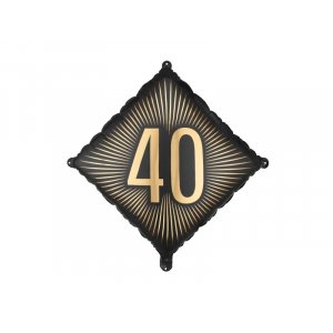 Folieballong - Kvadrat - Svart/Guld - 40