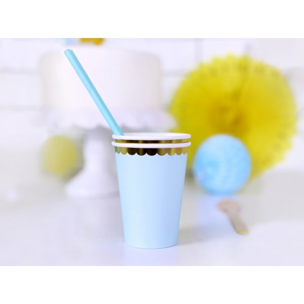 Pappmuggar - Ljusbl - Guldkant - 6-pack