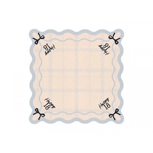 Servetter - Happy 18 - Svart/Vit - 12-pack