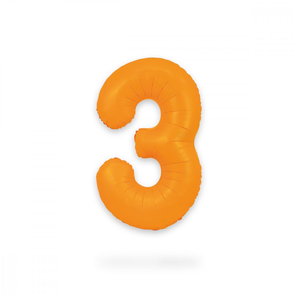 Ballongsiffra - Neon Orange - 86 cm - Siffra: 3 - Sifferballonger, Ballonger